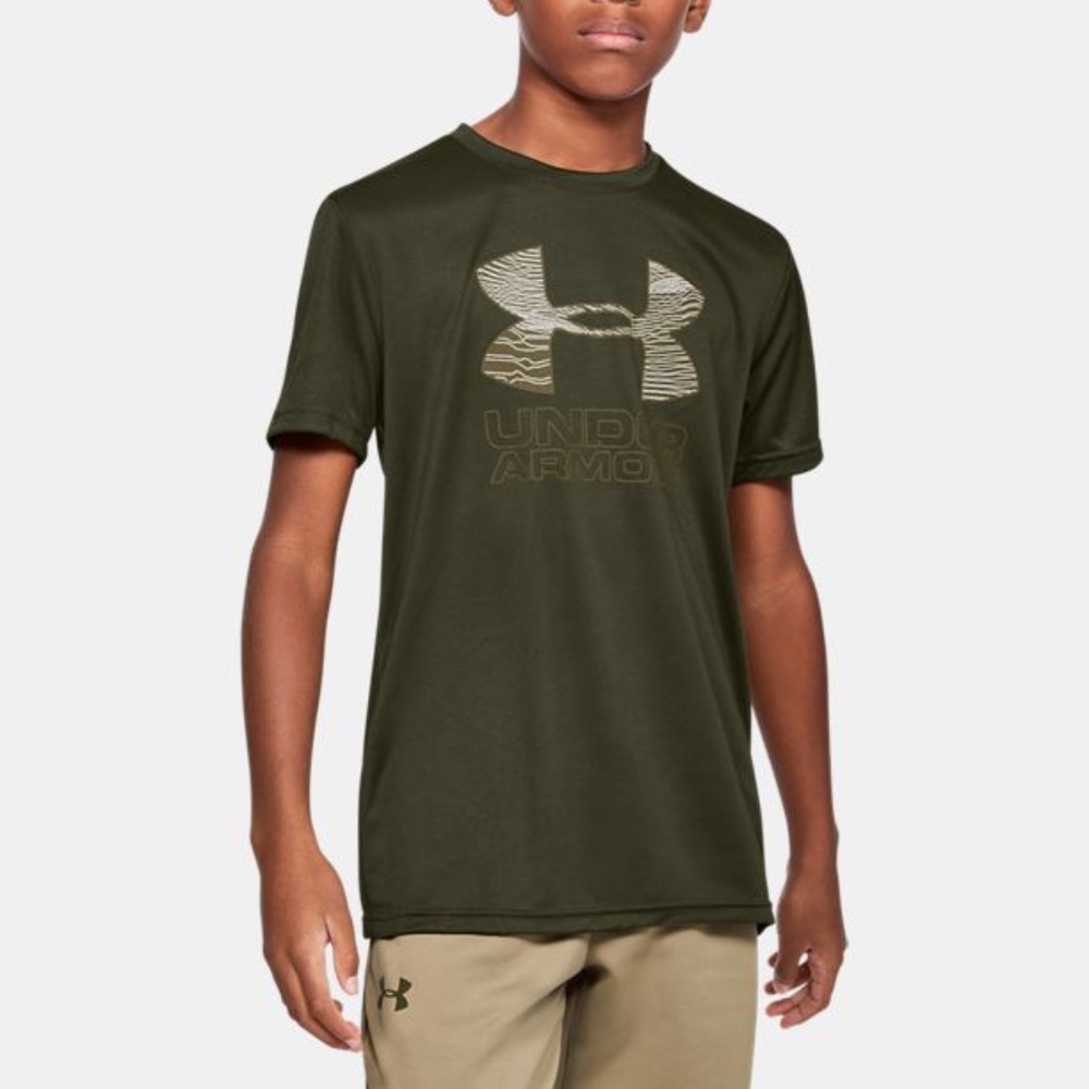 Boys Under Armour Green Short Sleeve Shirt NWT